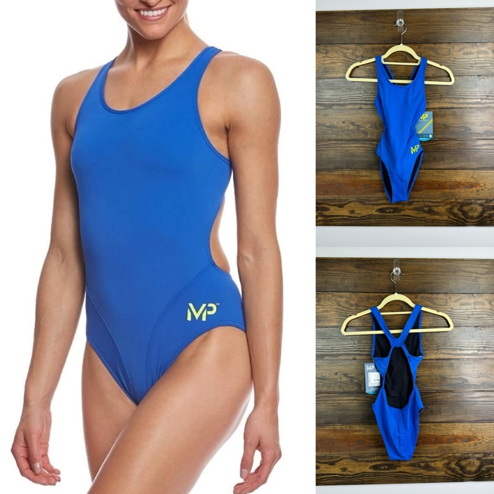 MP Michael Phelps Women Solid Comp Back One Piece Swimsuit Size 28